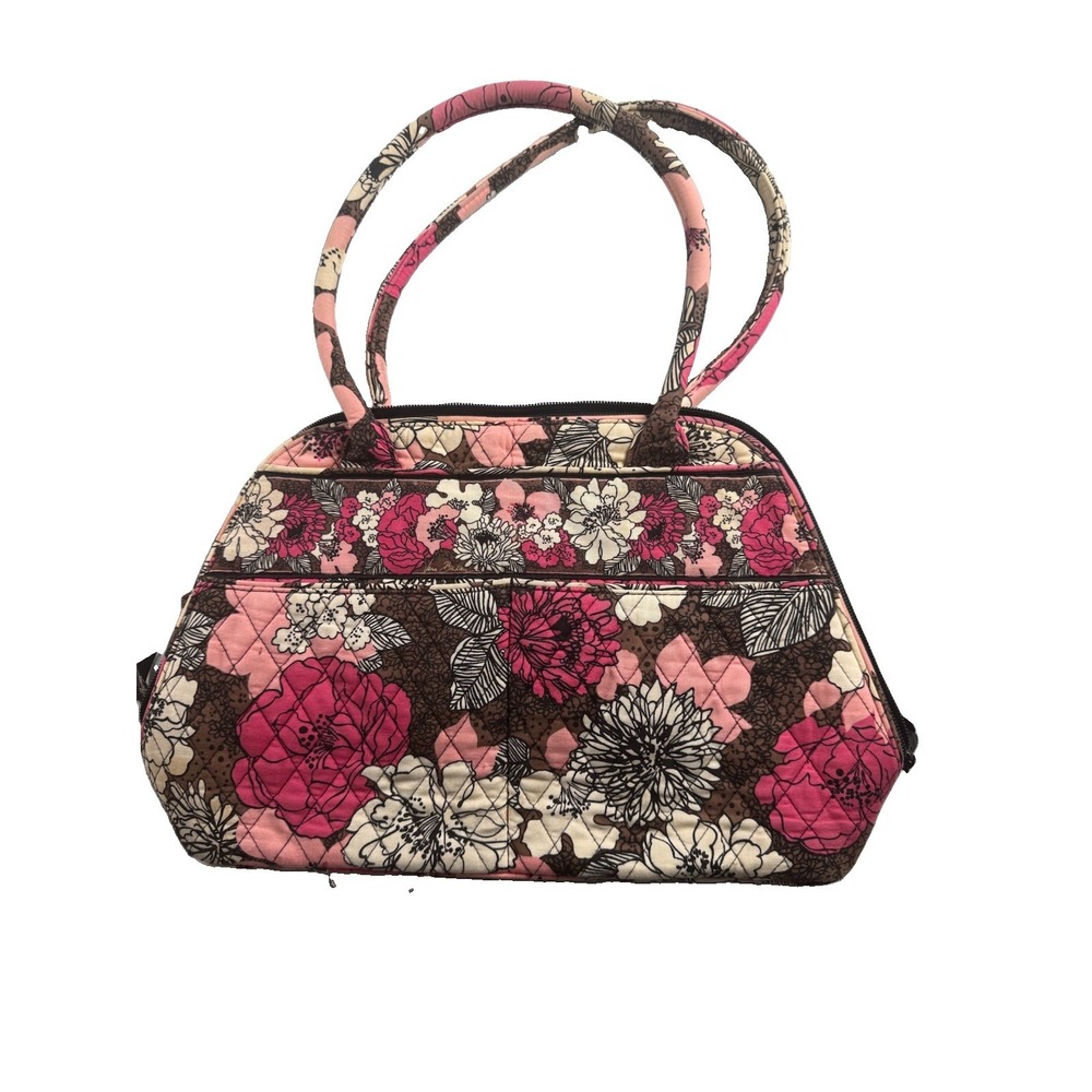 Vera Bradley Mod Floral Pink Bowler Bag Quilted Purse Retired Y2K Floral - Picture 2 of 3